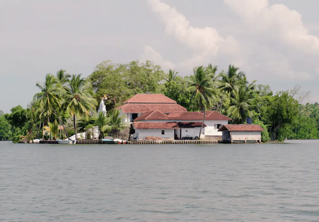 Jaliya Boat Safari group visiting Kothduwa Buddhist temple on Madu River, Sri Lanka