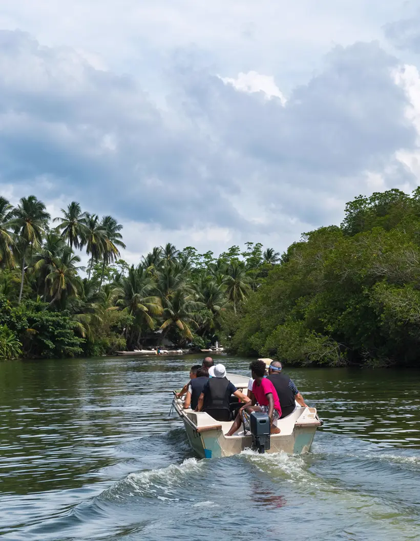 Madu River Boat Safari Tourists enjoying a boat ride on the scenic Madu River in Sri Lanka