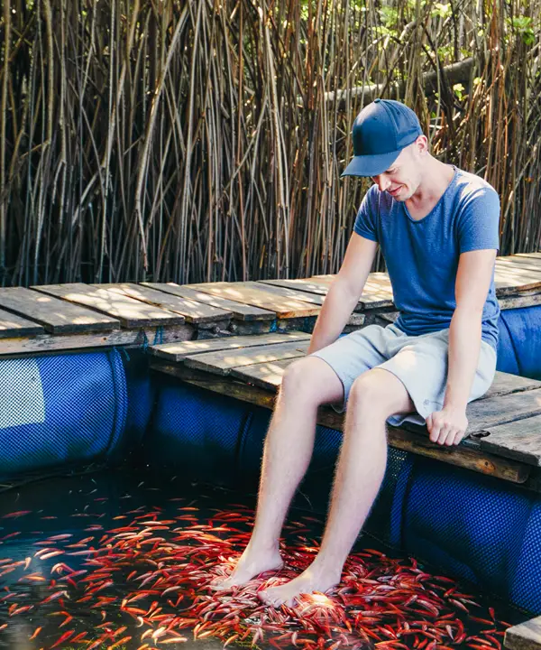 Natural fish therapy pond on Madu River Safari