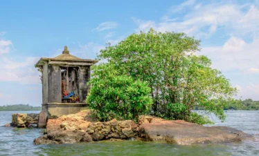 Scenic view of Satha Paha Doowa island on the Madu River in Sri Lanka