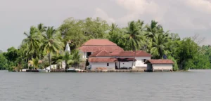 Cropped scenic view of Kothduwa Temple Island on the Madu River
